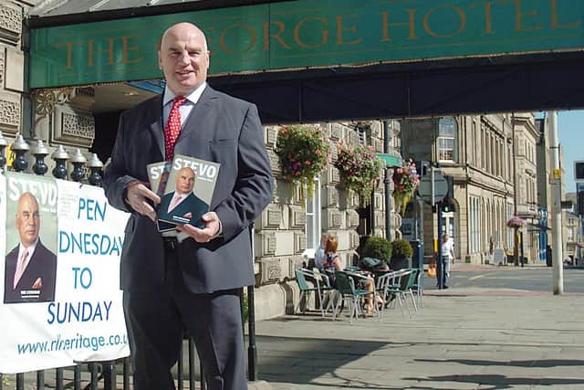Mike Stevenson at his book launch in Huddersfield.