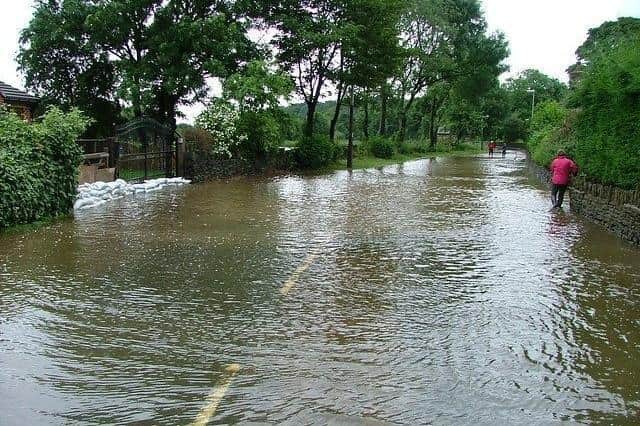 Granny Lane in Mirfield was one of the areas affected by flooding yesterday