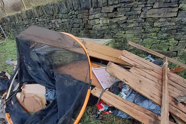 Rubbish fly-tipped by Eric Farkas on Paul Lane, Colne Bridge
