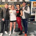 Boxing legend Ricky Hatton at Dicky’s Gym with Chloe Watson, Jasmina Zapotoczna and Mark Hurley, owner of Dickys.