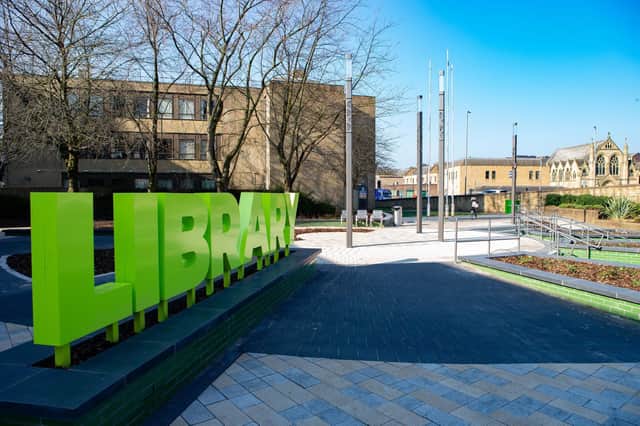 New landscaping outside Dewsbury Library