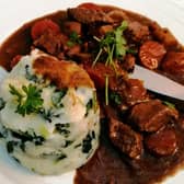 Beef and Guinness casserole with colcannon
