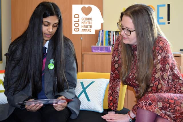 Nicola Holmes, coordinator of the School Mental Health Award, working with a student at Thornhill Community Academy