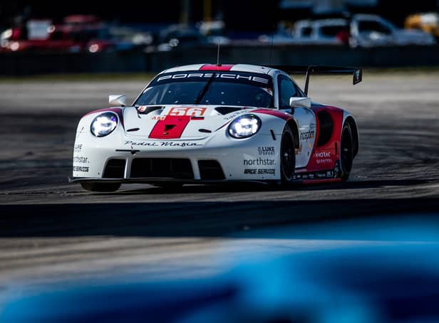 The Team Project 1 and Inception Racing collaboration number 56 Porsche 911 RSR driven to third place in the 1000 Miles of Sebring race.
