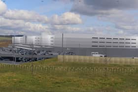 An artist's impression of the proposed Amazon warehouse near Cleckheaton