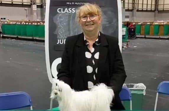 Tracy Foster, at her first ever Crufts with her Maltese Terrier Missy.