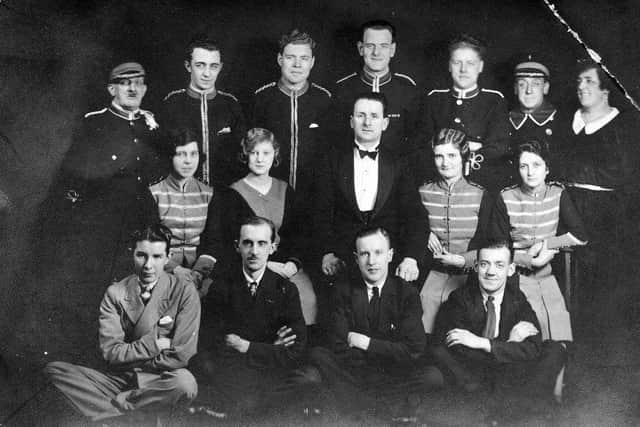CINEMA STAFF: The old Pioneer cinema situated in the old Co-op building on Northgate. Projectionist, Alexander Oates, is pictured second from the left, front row. The manager, Mr Masterman, is pictured in the centre of the middle row