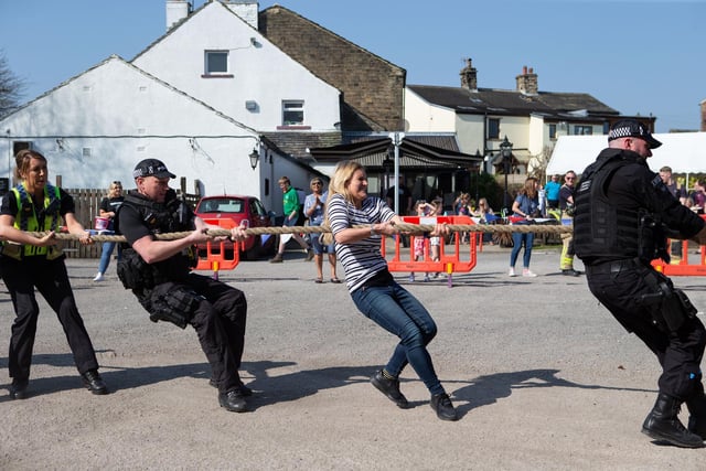 MP for Batley and Spen, Kim Leadbeater and her police team taking a turn.