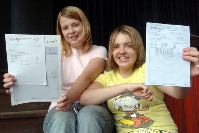 GCSE results at Earlsheaton High School. Pictured, star pupil Victoria Lumb, left, and head girl, Hannah Leatherday, with their results.