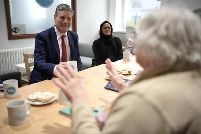 Labour leader Keir Starmer talks to local residents at Thrive at Connect Centre during a visit to Dewsbury. Photo: Getty Images