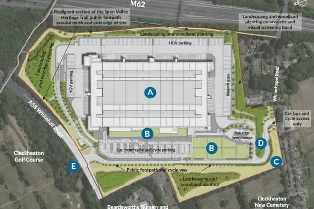 The indicative masterplan for Amazon's proposed fulfilment centre in Scholes, near Cleckheaton