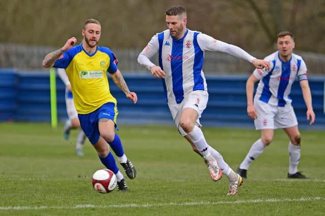 Gav Allott could be a key player when Liversedge take on Marske United in a massive game that could go a long way to deciding the Pitching In Northern Premier League East title. Picture: Paul Butterfield