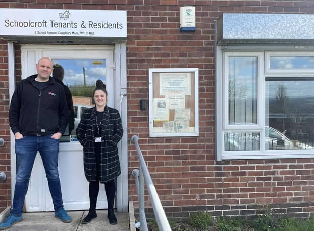 James Haigh from Yorkshire Housing with Dewsbury Moor residents’ board member Tanisha Bramwell outside the Community House where the Big Local project is based