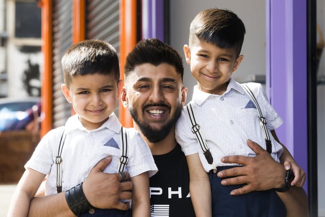 Dherar Mustafa, four, dad Mujtaba Mustafa and Khalid Mustafa, six.