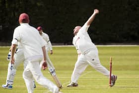 Cricket’s back as Chris Brice delivers in the opening game of the new season in the Gordon Rigg Bradford League with Townville batting against Woodlands. Picture: Jim Fitton