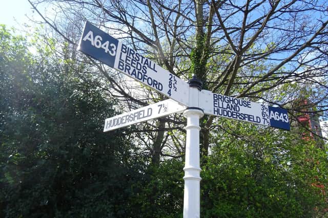 Fingerpost at Westgate, Cleckheaton after repairs and repainting