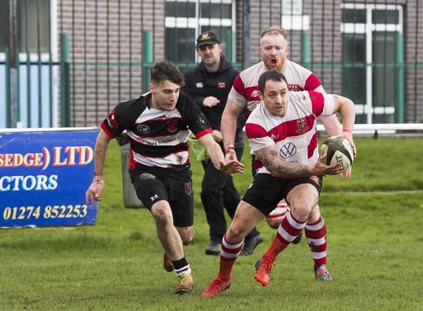 Jack Marshall raced in for four tries in Cleckheaton’s final game of the season. Picture: Jim Fitton
