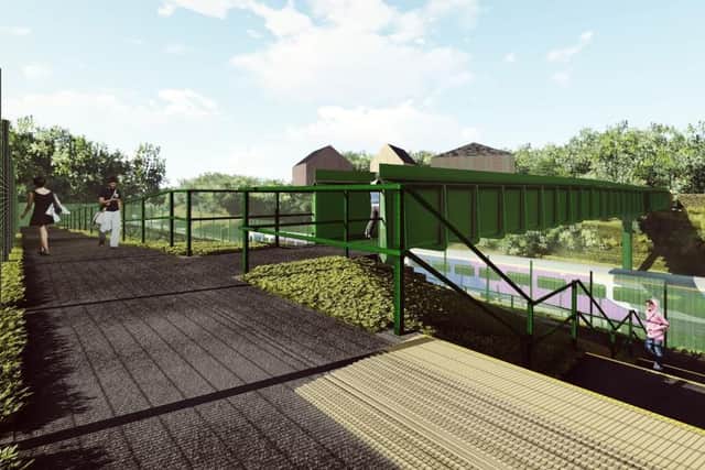 An artist's impression of how the new Lady Anne Footbridge could look when it is built in Batley. Image: Network Rail