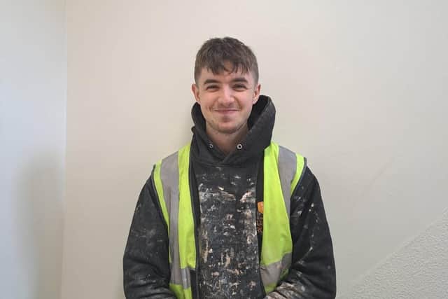 19-year-old Calium is among the Happy Days apprentices who worked on renovating the former housing office in Chickenley to provide flats for council tenants
