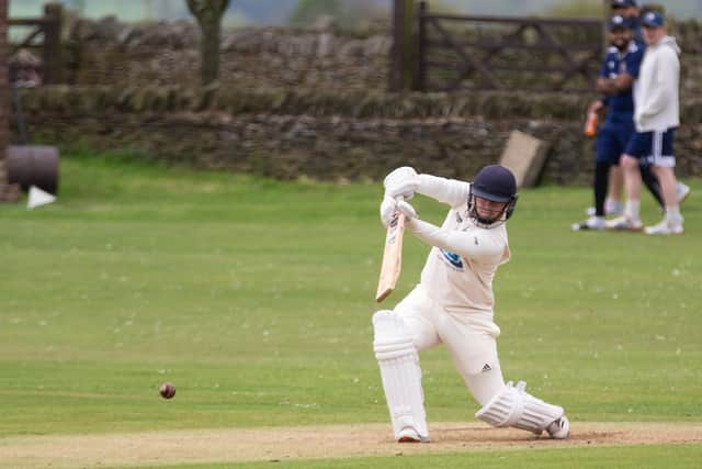 Brandon Silverwood scores runs on his way to making a top scoring knock of 72 for Birstall against East Bierley. Picture: Bruce Fitzgerald