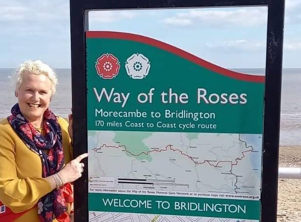 Liz Jackson at the start of the Way of the Roses