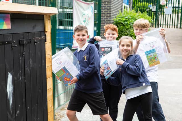 The children and staff from St Peter's School will be hiding the the books in and around the local area from May 27.