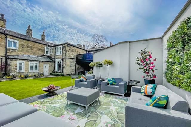 A view of the million pounds property from one of its outdoor seating areas.