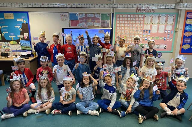 Children celebrated the Queen's Platinum Jubilee at Battyeford Primary School, Mirfield
