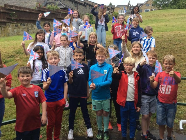 Children celebrated the Queen's Platinum Jubilee at Battyeford Primary School, Mirfield