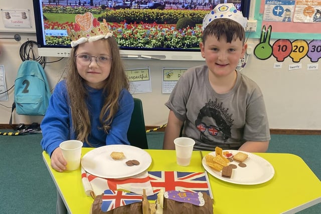 Children celebrated the Queen's Platinum Jubilee at Battyeford Primary School, Mirfield