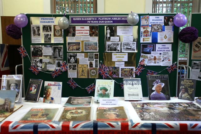 One of the displays set up in Cleckheaton Library to celebrate the Queen's Platinum Jubilee