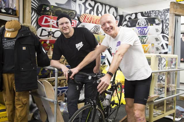 Tim Smith from the Jo Cox Way organising team with Graeme Stocks from Drop Clothing.