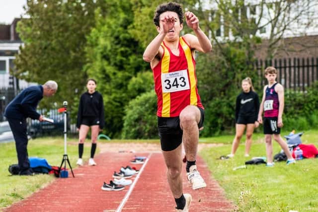Spenborough AC's Rueben Byfield enjoyed a victory in the triple jump at a senior league meeting at the Princess Mary Stadium.