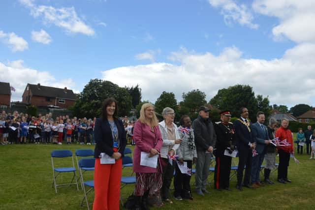 Mayor of Kirklees Coun Masood Ahmed and Lord Lieutenant Iqbal Bhana OBE DL joined in Thornhill Junior and Infant School's Jubilee celebrations