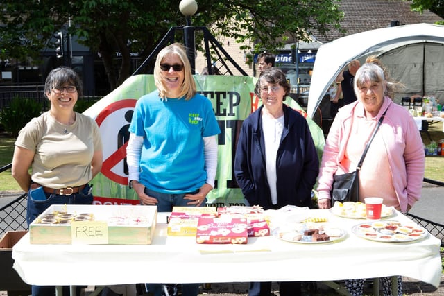 The team from Keep Hecky Tidy - Tracie Ramus, Liz Gautry, Lorraine Gautry and Denise Rhodes - at the Heckmondwike Great Get Together in Green Park