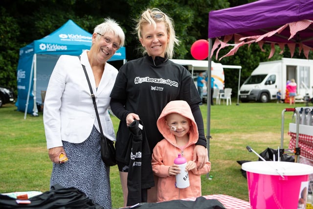 June and Shirley Hepworth with Beau at the Great Get Together in Wilton Park, Batley