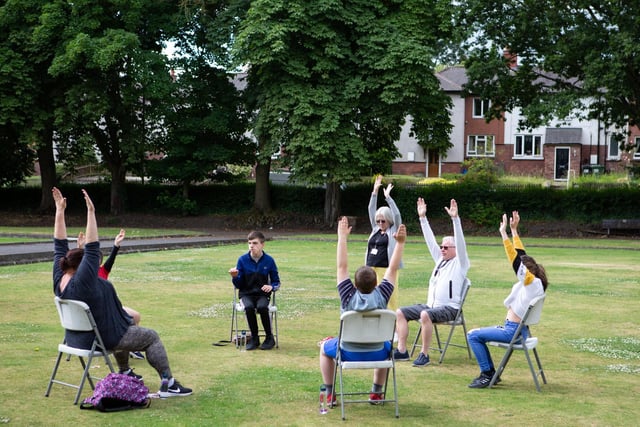 A chair exercise session at the Great Get Together in Wilton Park, Batley