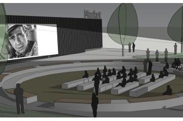 A concept design for an outdoor cinema in Savoy Square, Cleckheaton as part of the regeneration of the town centre
