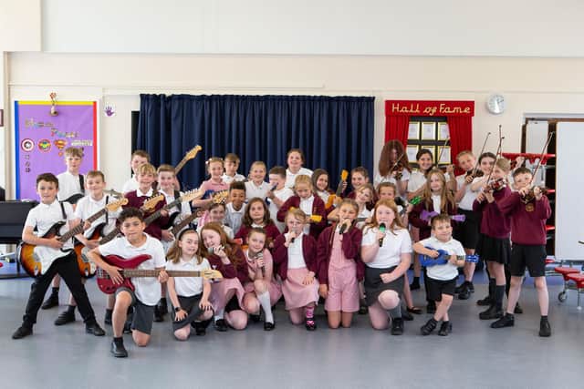 The Thornhill Junior and Infant Rock School pupils.