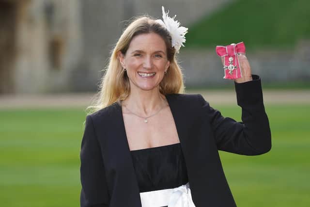 Kim after receiving her MBE (Member of the Order of the British Empire) medal during an investiture ceremony at Windsor Castle on February 1, 2022 (Photo: Getty Images)