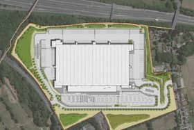 An illustrative masterplan of how the proposed Amazon distribution centre near Cleckheaton could look. Image: ISG Retail Ltd (Bristol)