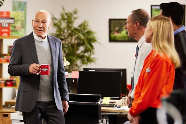 Sir Patrick Stewart in the new TV commercial for Yorkshire Tea, which was shot in Harrogate