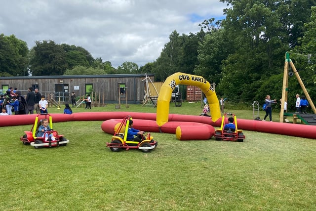 The event included an inflatable go-kart course.