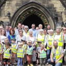 Yorkshire in Bloom judges Brendan Mowforth and Russell Boland with Mirfield in Bloom members led by chairman Ruth Edwards, Deputy Mayor of Mirfield Martyn Connell and lunch guests at St Mary's Church, Mirfield