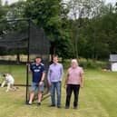 Phil Bland, Hopton Mills Cricket Club chairman; Lee Gregory, Worshipful Master; and Fred Davis, Charity Steward, both of Scarborough Lodge 1214, Batley, with the new net facilities