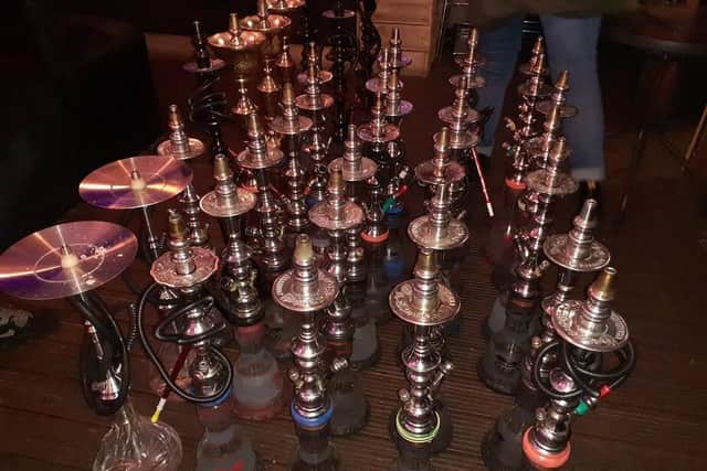 Some of the shisha pipes that were seized by the enforcement officers