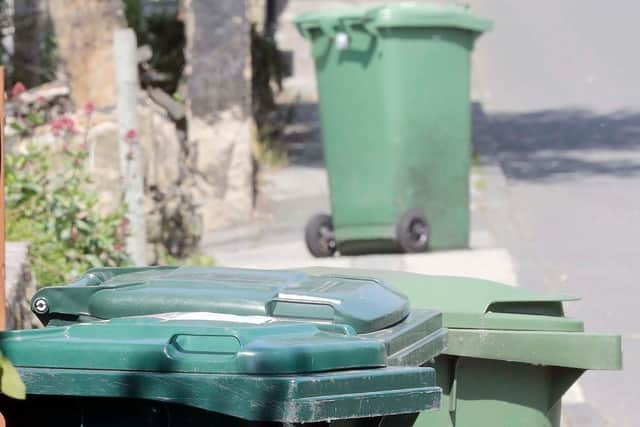 Green bins on a Kirklees street