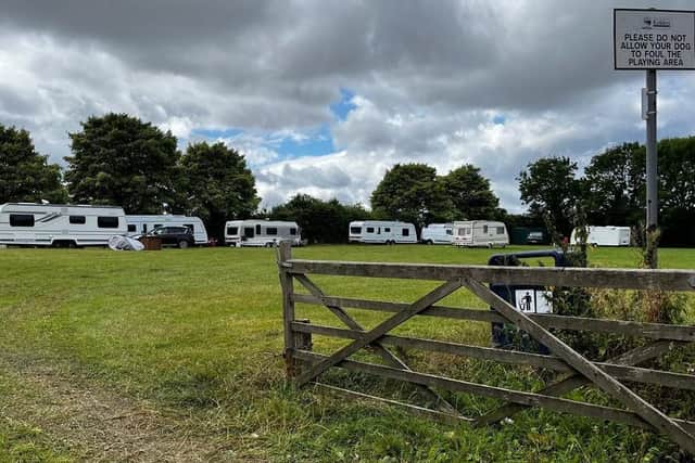 Travellers at Liversedge. Kirklees Council may apply for a possession order to remove them. The process could take more than a week