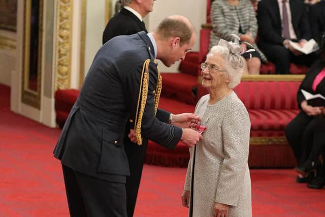 Prince William presented Eileen with her MBE in November 2019.