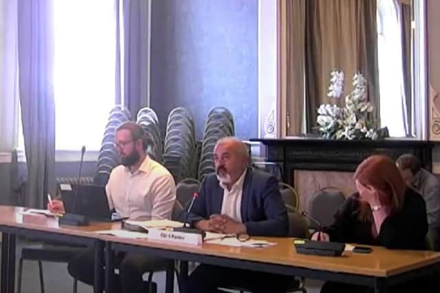 Coun Shabir Pandor and Kirklees Council chief executive Jacqui Gedman discuss recruitment and staff retention at a recent meeting